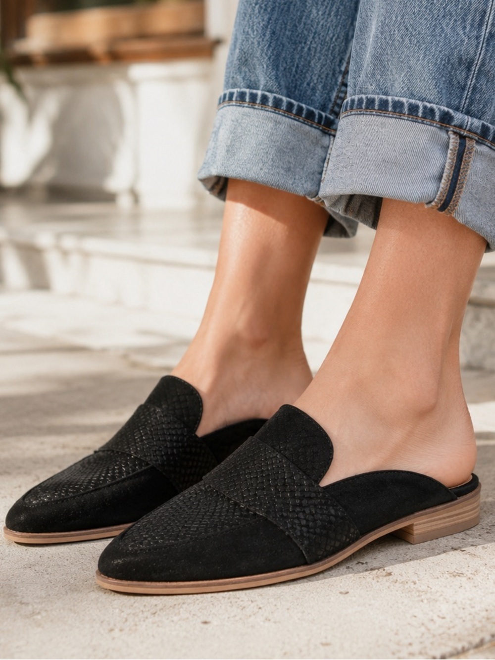 Free People At Ease Loafer Mules Size 40.5 Black Suede